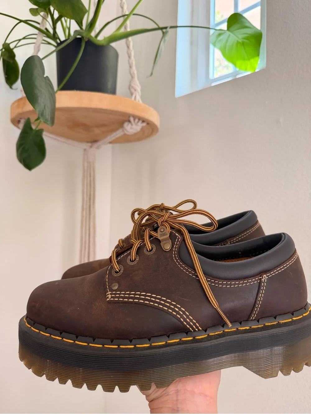 Dr. Martens Brown Platform Lace-Up Shoes